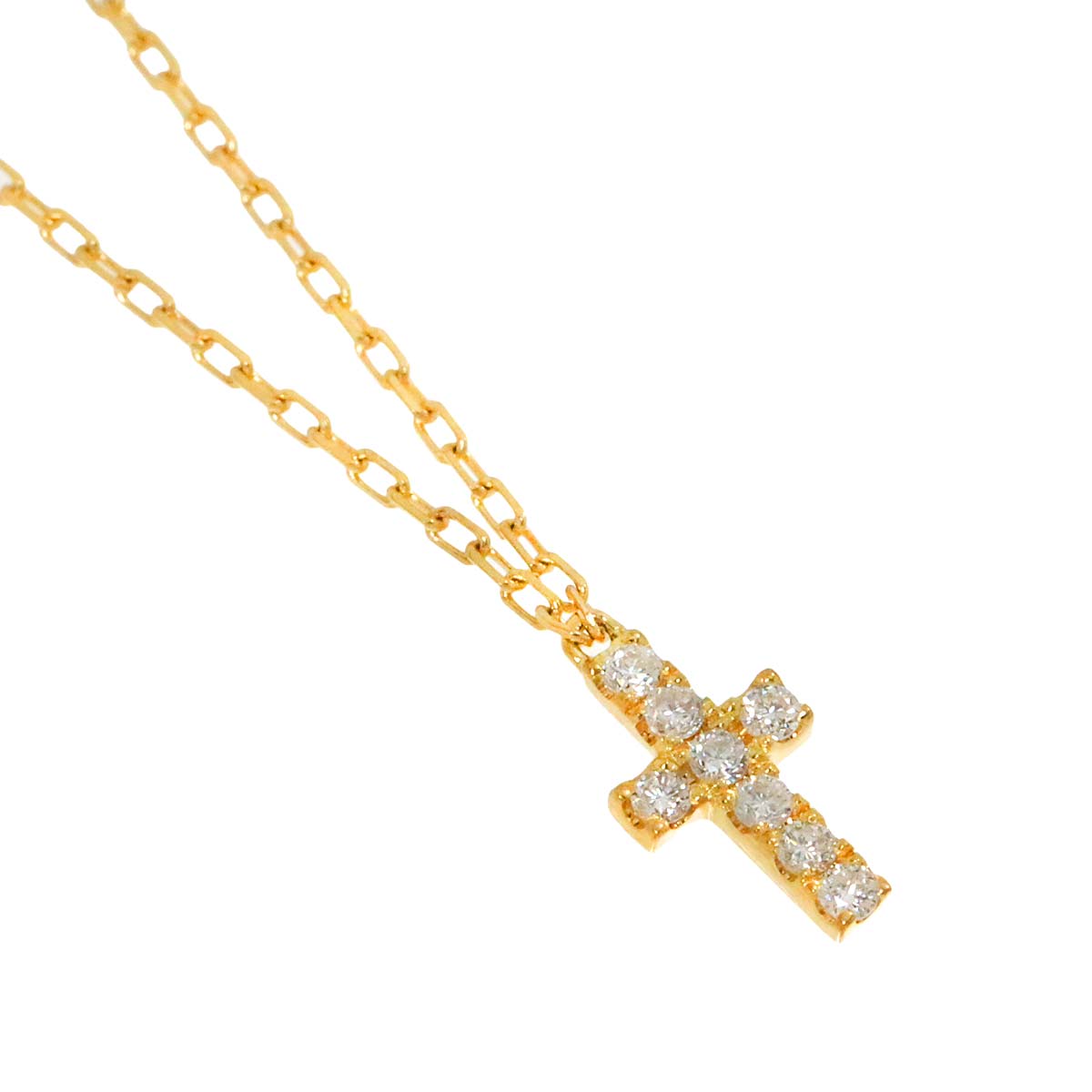Diamond 0.05ct Cross Necklace 18K Yellow Gold 750
