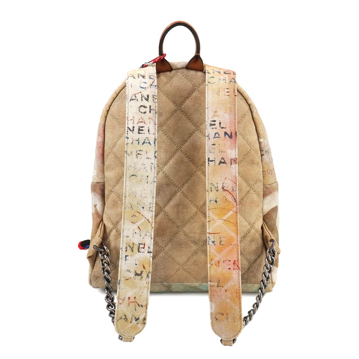 Graffiti Backpack Canvas Leather Multi Color A92352 Purse