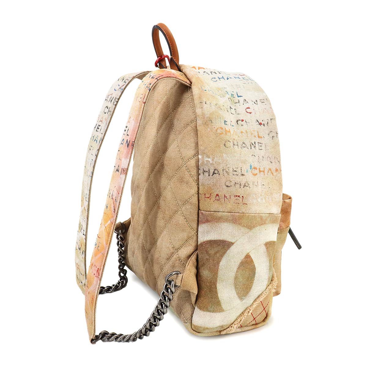 Graffiti Backpack Canvas Leather Multi Color A92352 Purse