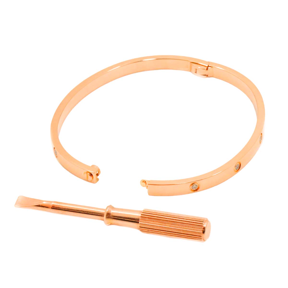 Love Bracelet SM Full Diamond Bangle 18K Pink Gold 750 Size16