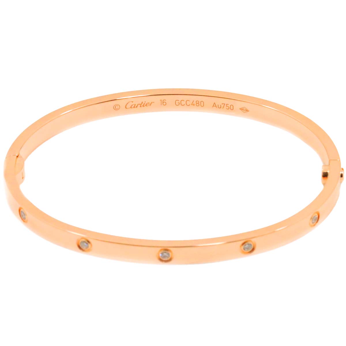 Love Bracelet SM Full Diamond Bangle 18K Pink Gold 750 Size16