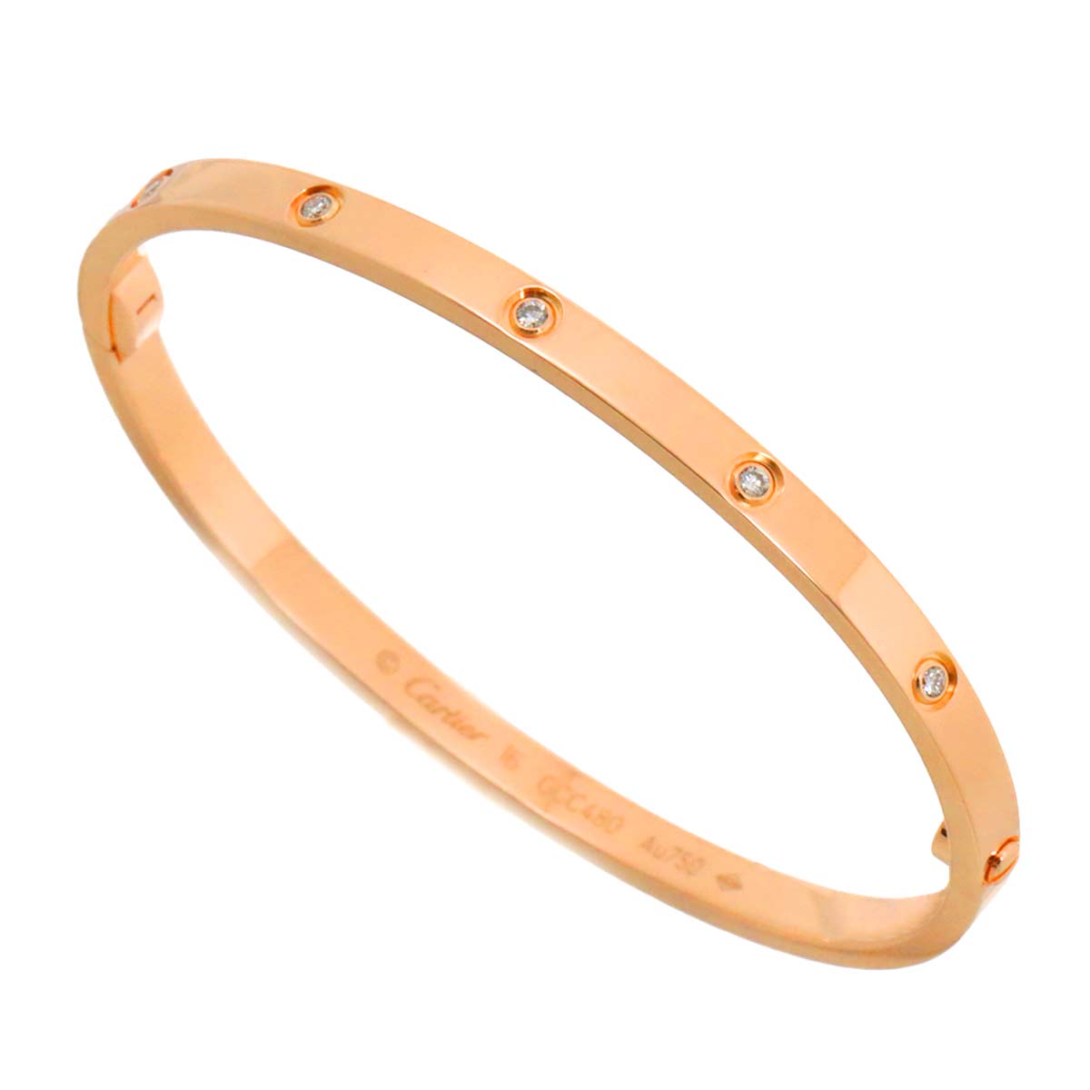 Love Bracelet SM Full Diamond Bangle 18K Pink Gold 750 Size16