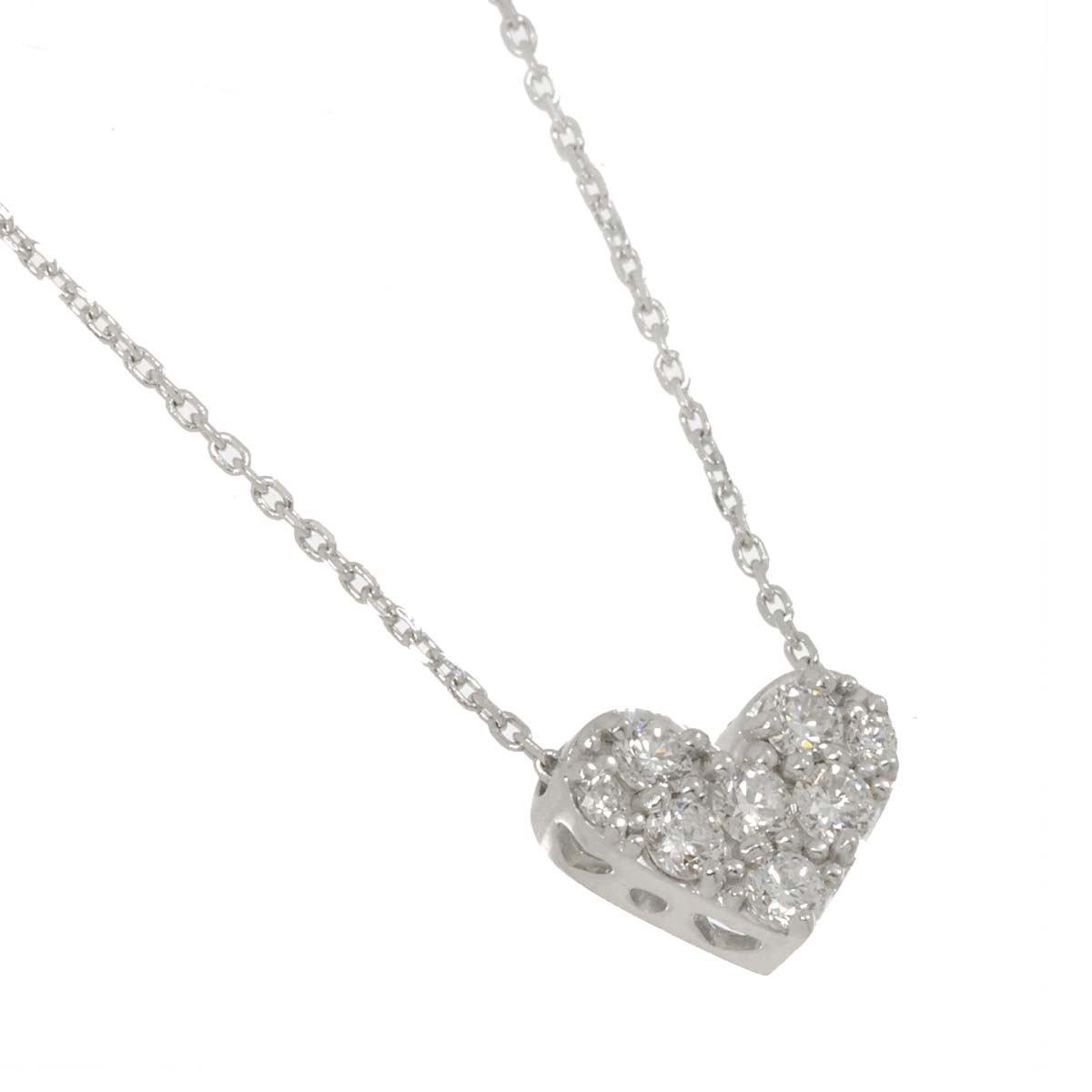 Heart Motif Diamond 0.20ct Necklace 18K White Gold 750