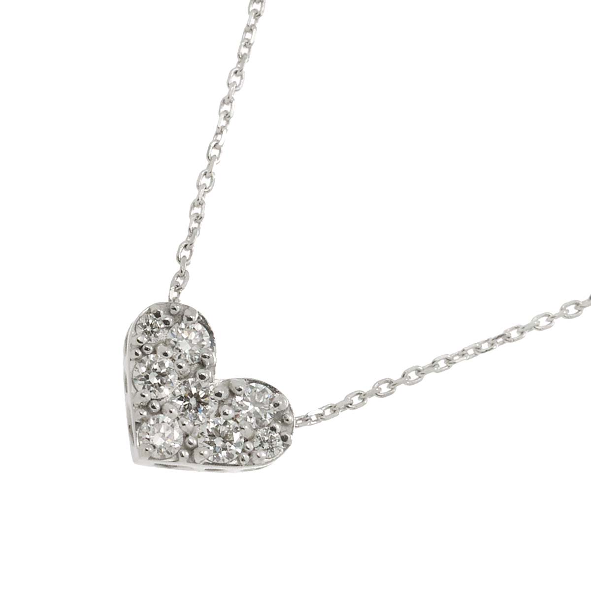 Heart Motif Diamond 0.20ct Necklace 18K White Gold 750