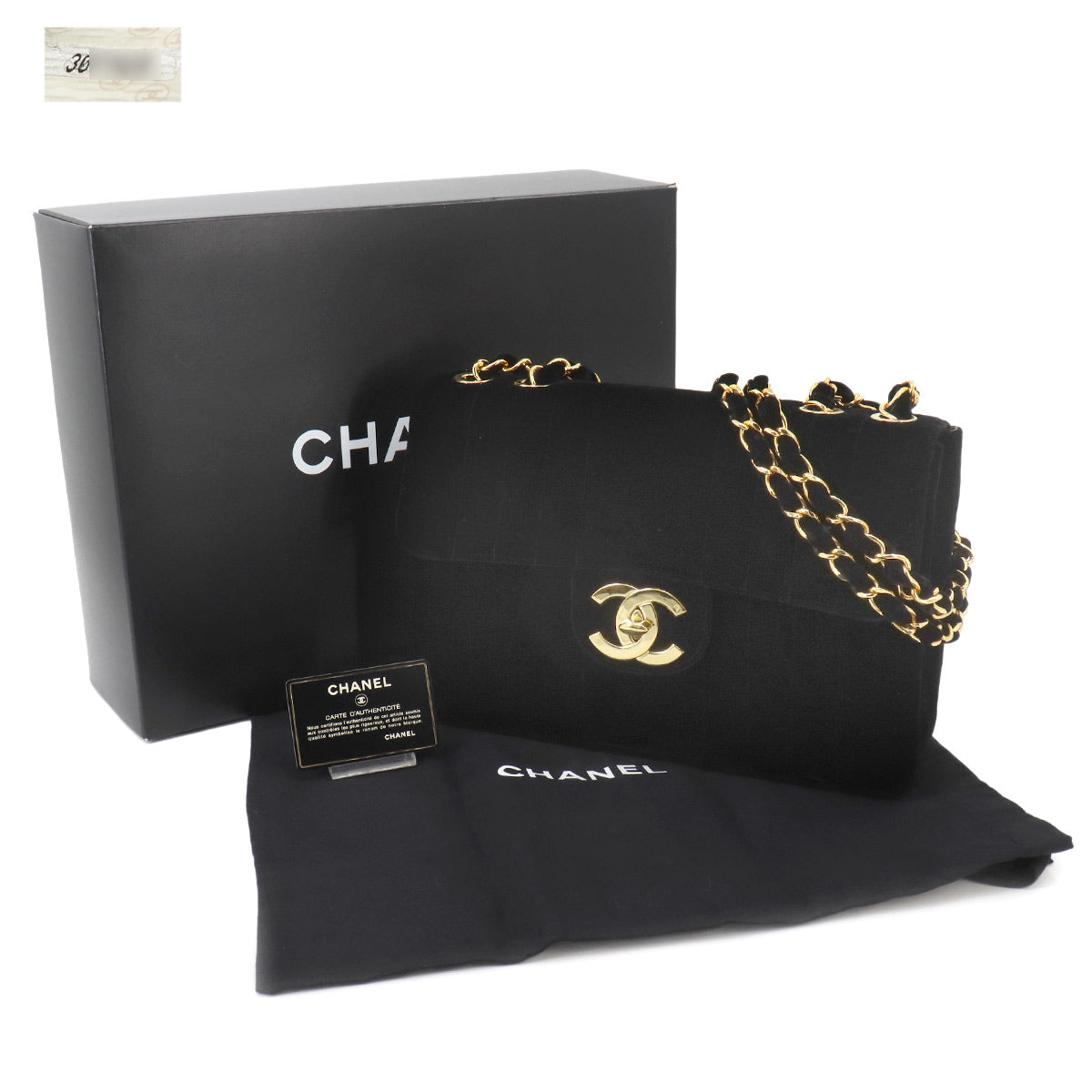 Mademoiselle Chain Shoulder Bag Velor Black Vintage