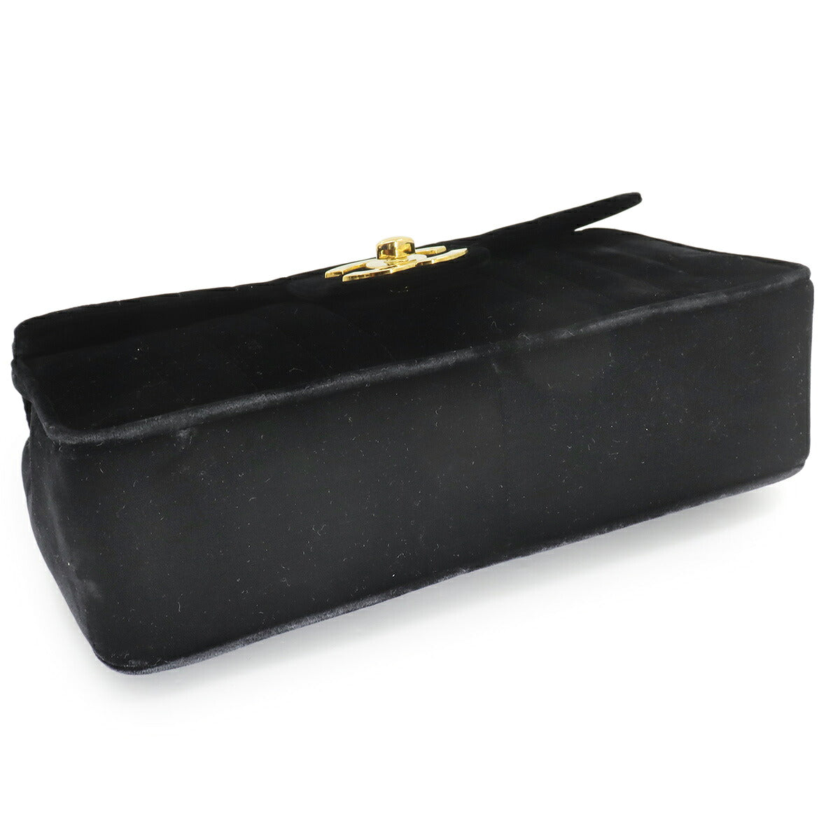 Mademoiselle Chain Shoulder Bag Velor Black Vintage