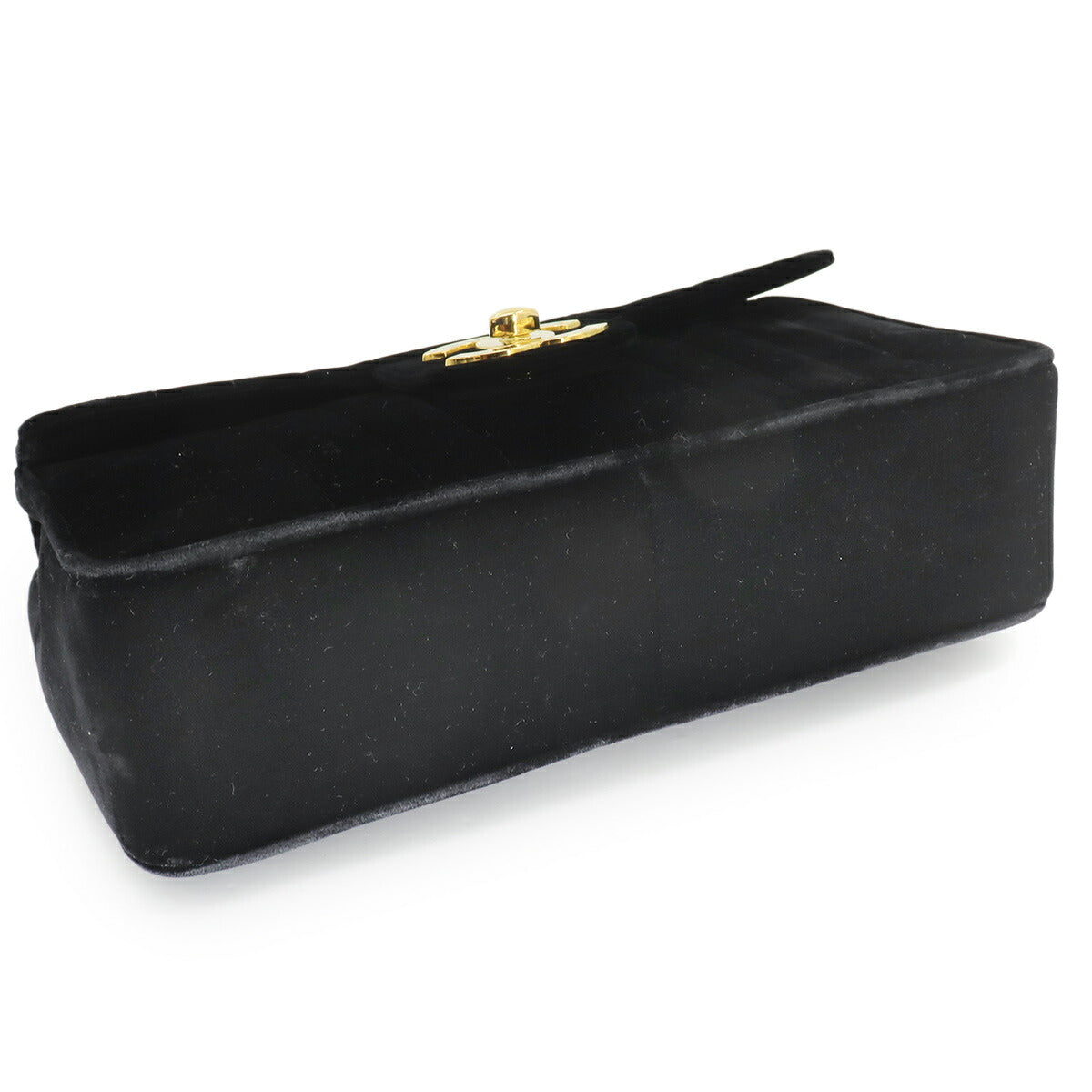 Mademoiselle Chain Shoulder Bag Velor Black Vintage