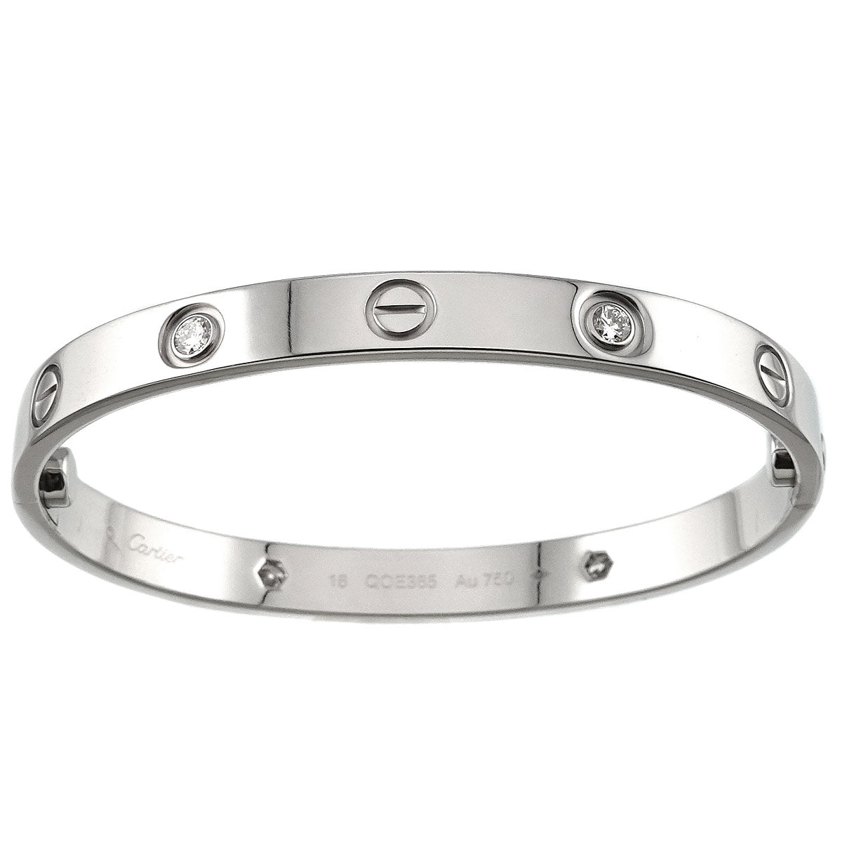 Cartier Love Bracelet Diamond 4P Bangle 18K WG 750 Size16