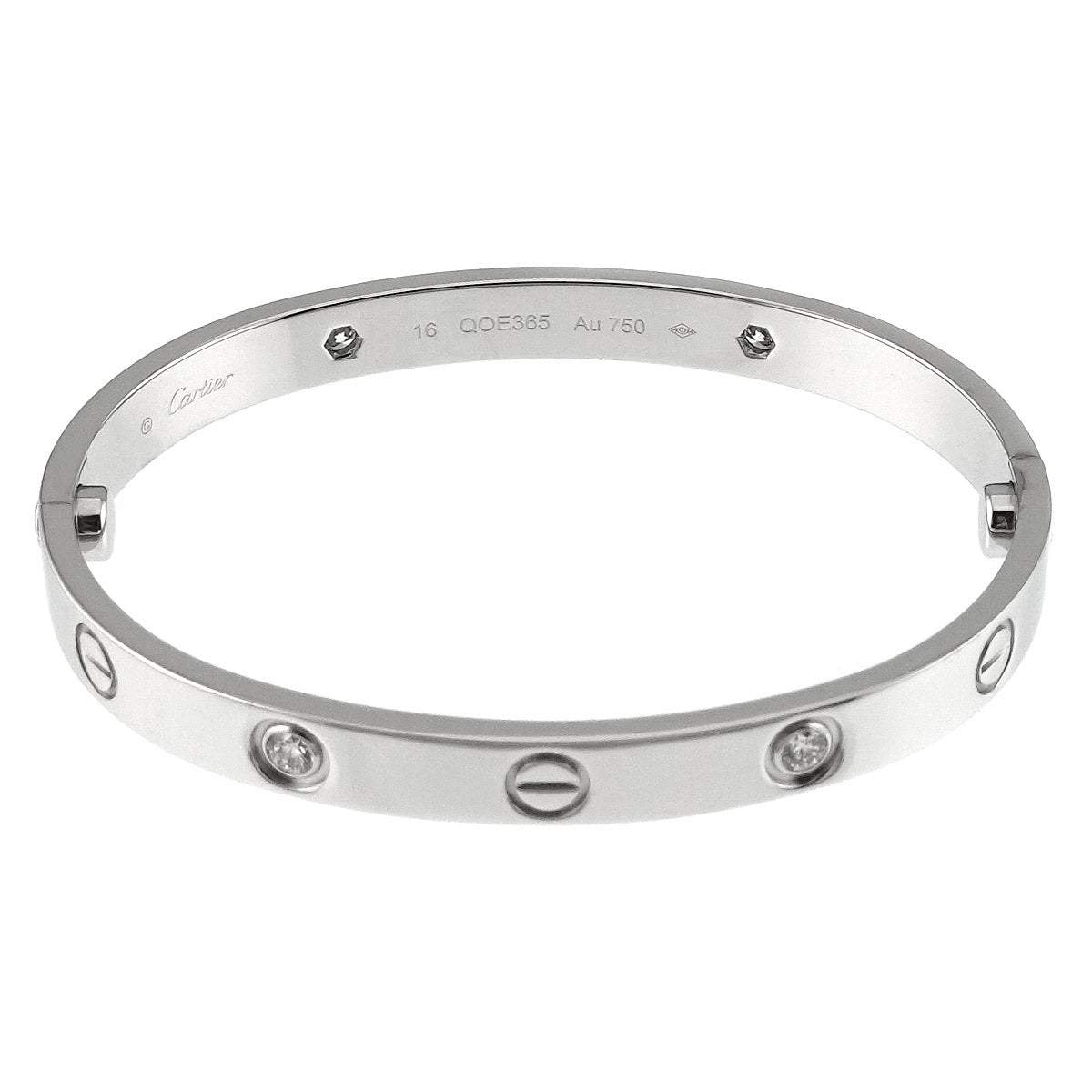 Cartier Love Bracelet Diamond 4P Bangle 18K WG 750 Size16