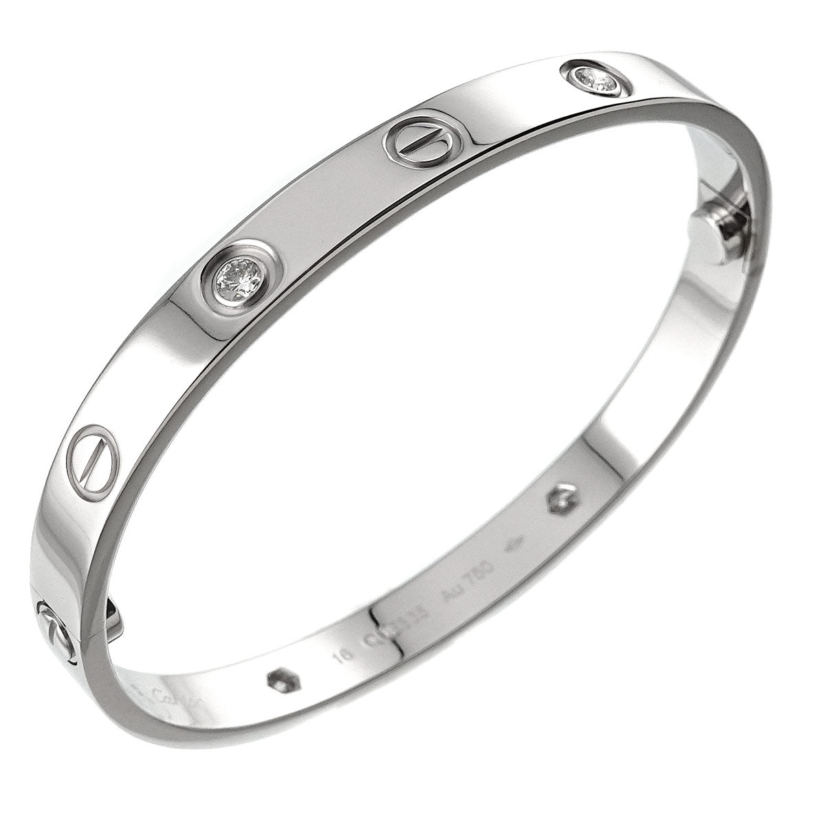 Cartier Love Bracelet Diamond 4P Bangle 18K WG 750 Size16