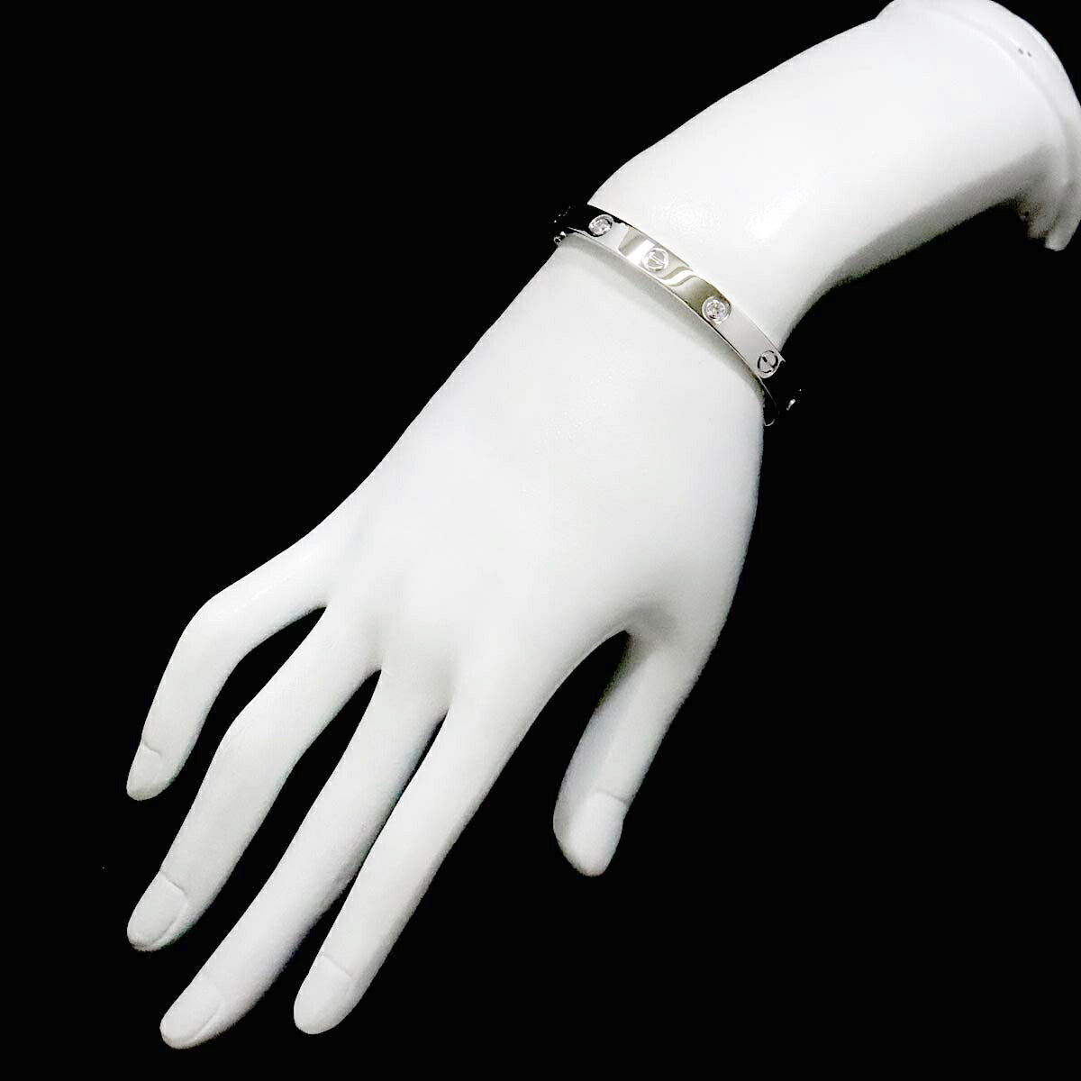 Cartier Love Bracelet Diamond 4P Bangle 18K WG 750 Size16