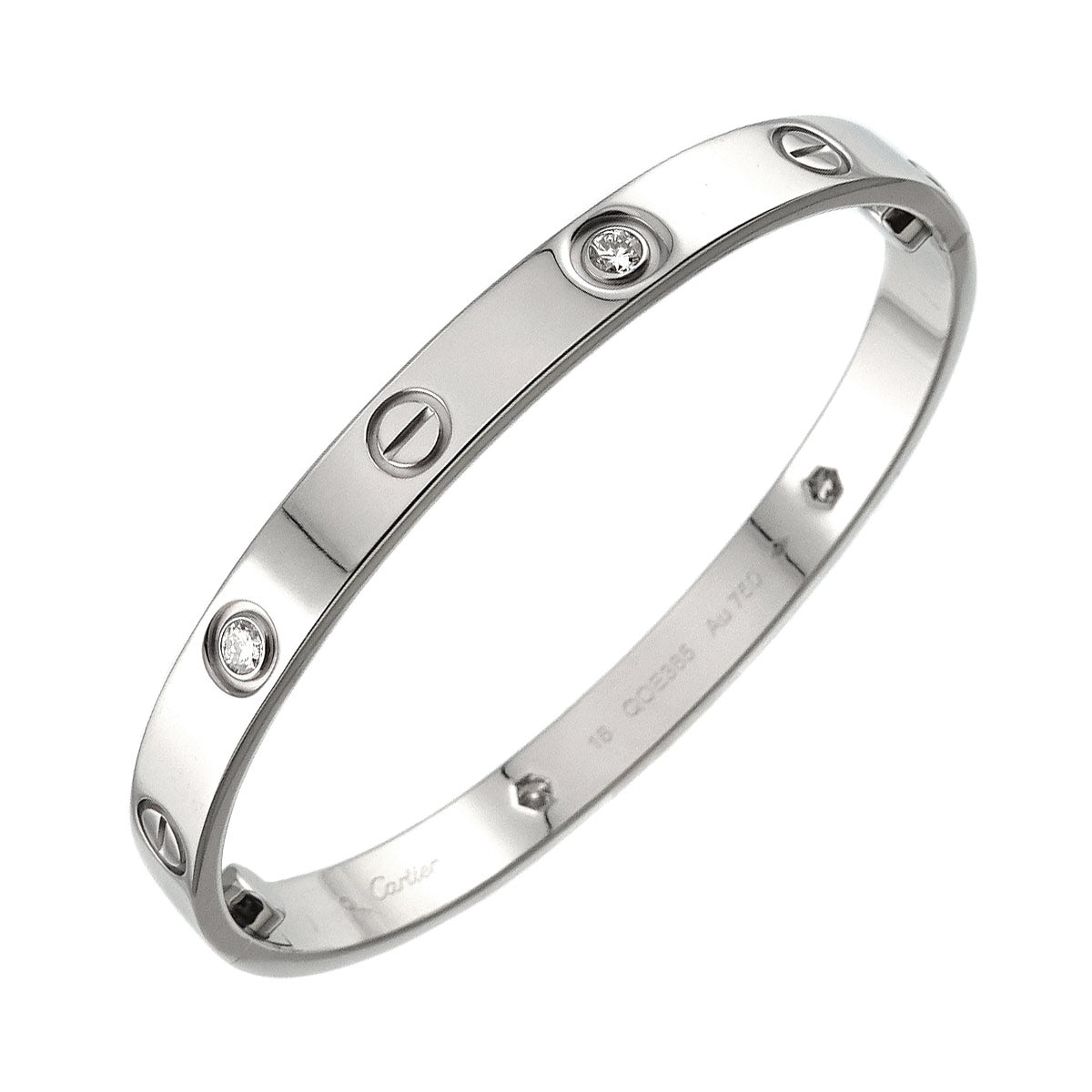 Cartier Love Bracelet Diamond 4P Bangle 18K WG 750 Size16