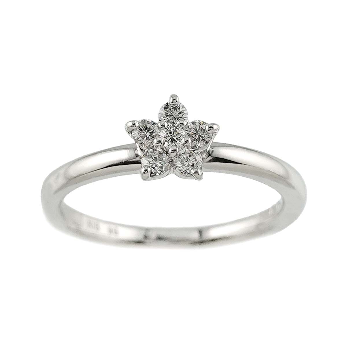 Ponte Vecchio Diamond 0.14ct Flower Ring 18K WG 750 Size3.25(US)