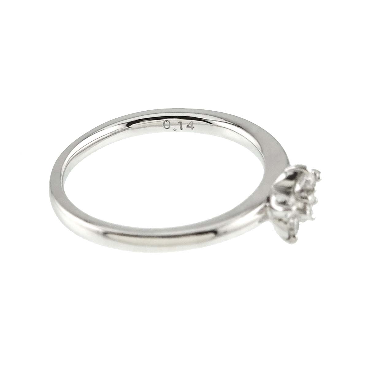 Ponte Vecchio Diamond 0.14ct Flower Ring 18K WG 750 Size3.25(US)