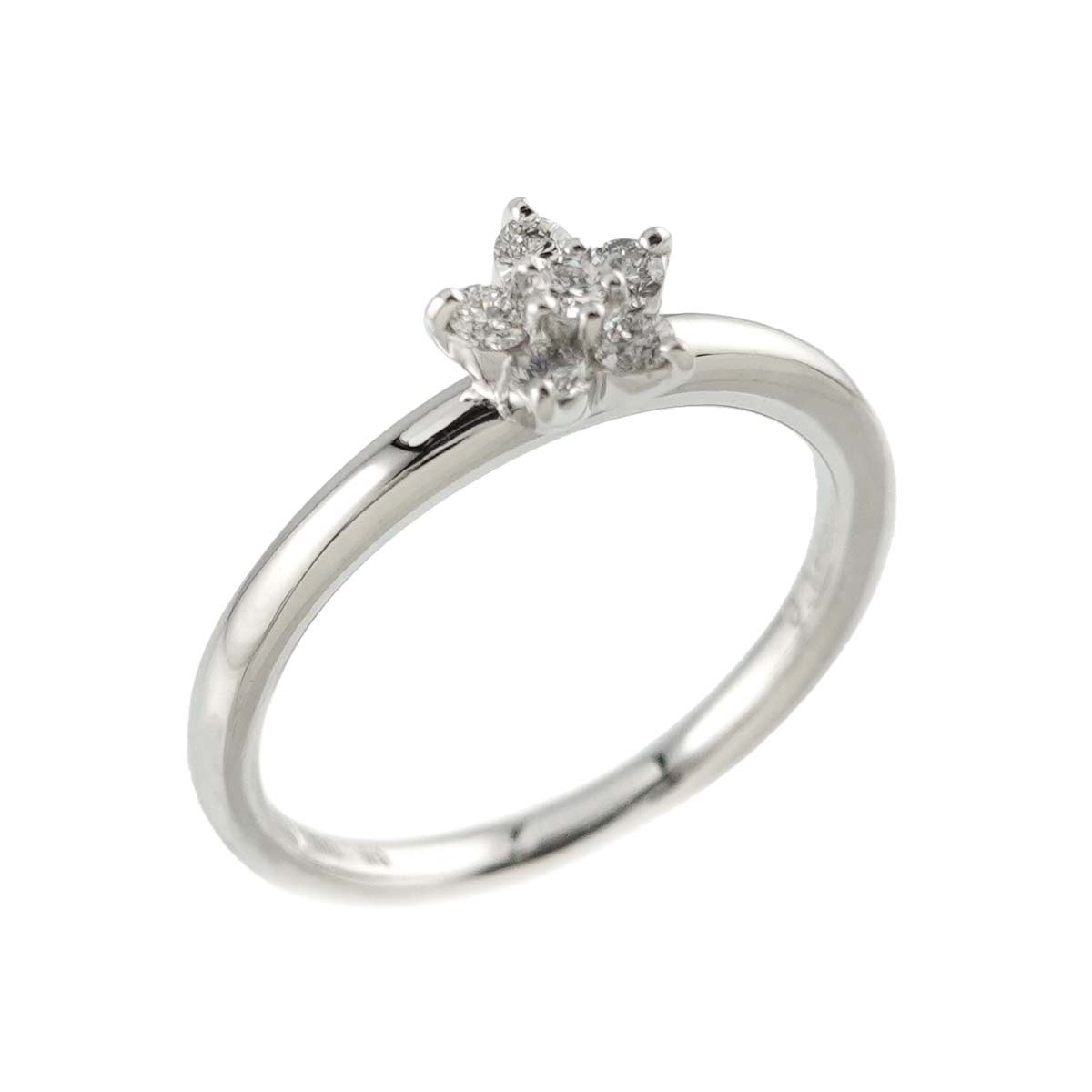 Ponte Vecchio Diamond 0.14ct Flower Ring 18K WG 750 Size3.25(US)