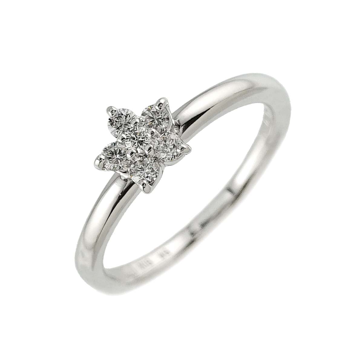 Ponte Vecchio Diamond 0.14ct Flower Ring 18K WG 750 Size3.25(US)