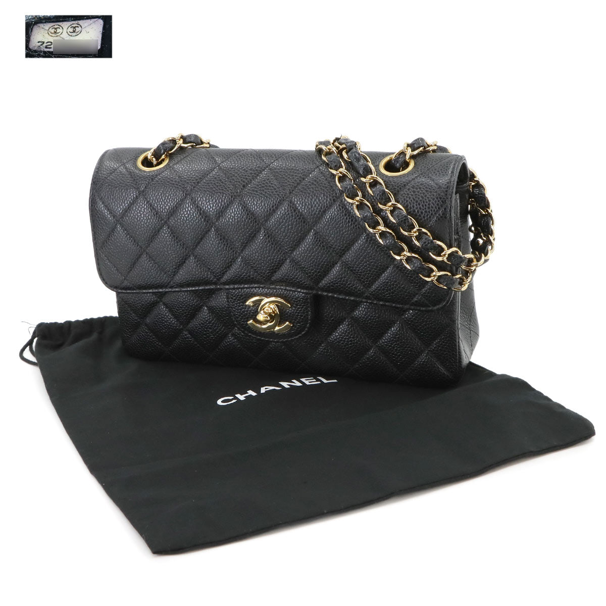 Matelasse 23 Chain Shoulder Bag Leather Black A01113