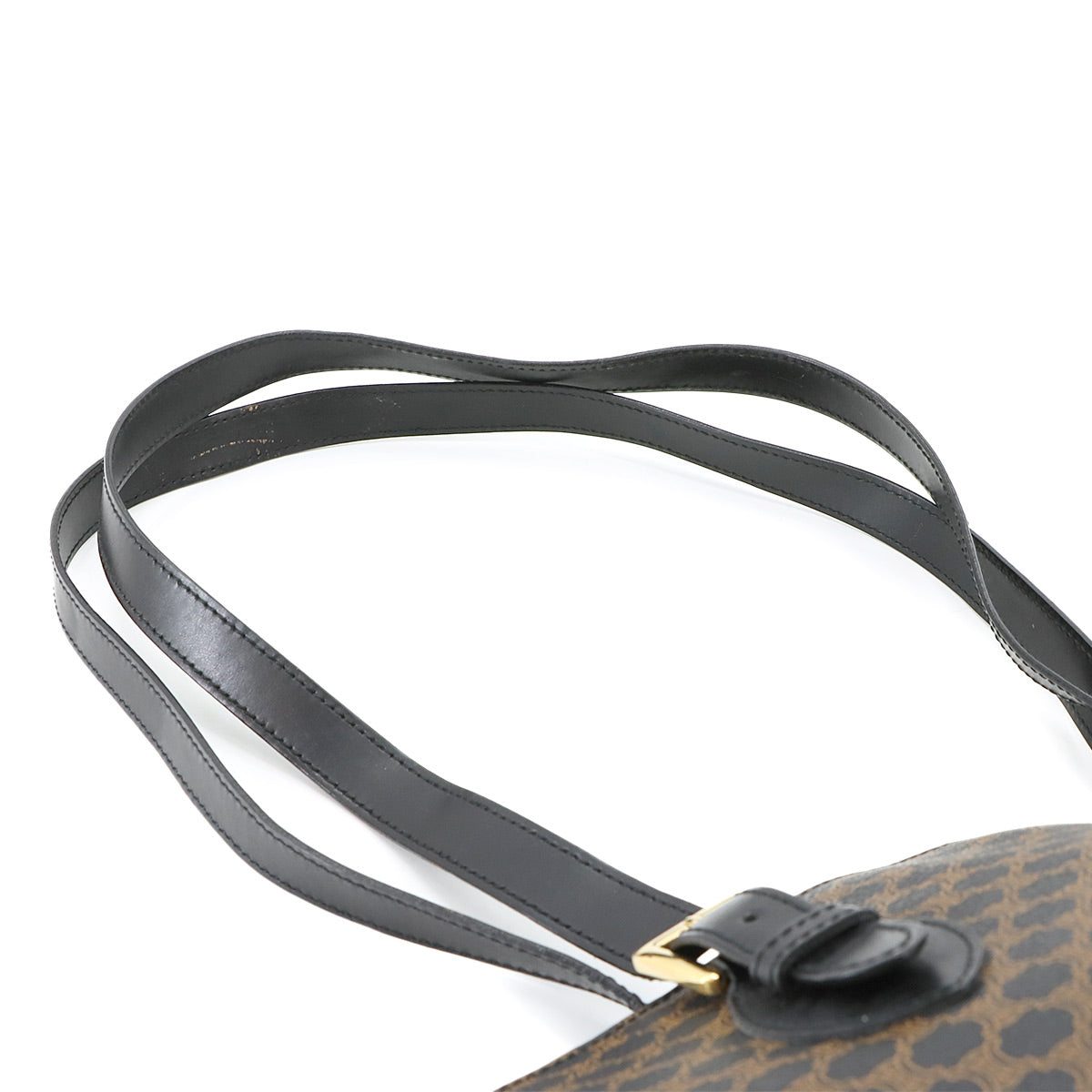 CELINE Macadam Tote Bag PVC Leather Black Brown Vintage Purse