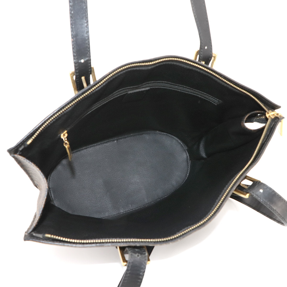 CELINE Macadam Tote Bag PVC Leather Black Brown Vintage Purse