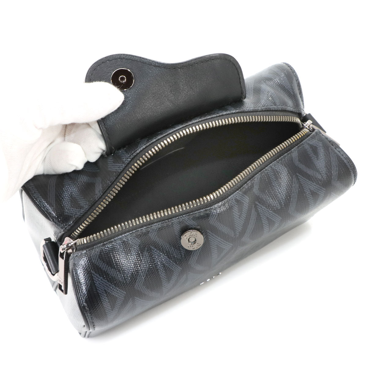 CD Diamond Shoulder Bag PVC Leather Black 1ADPO249CDP 90265176