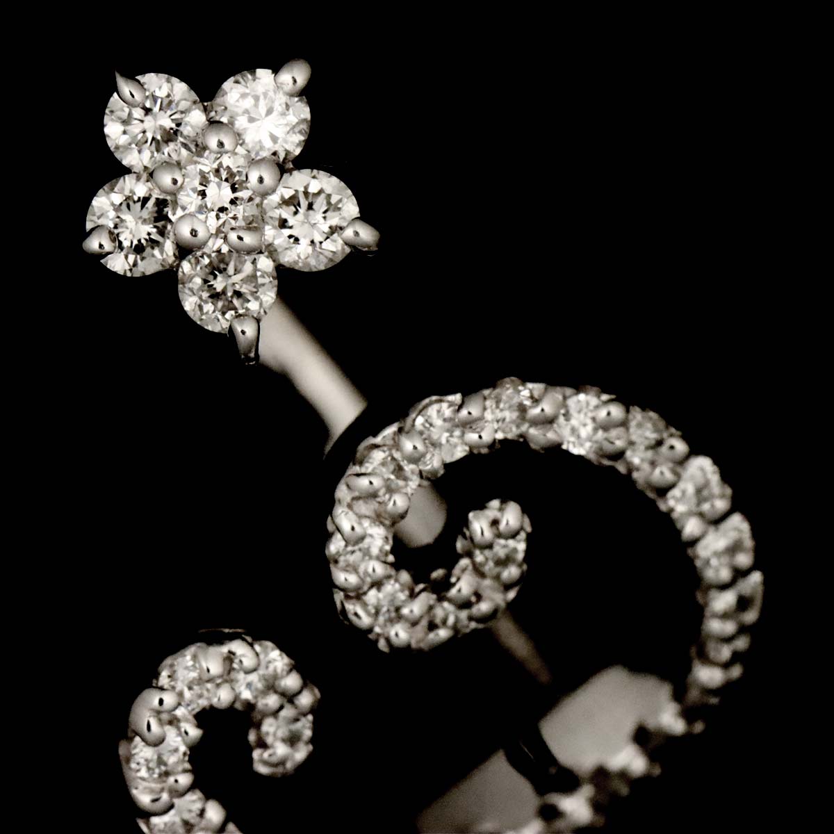 Ponte Vecchio Diamond 0.27ct Ring 18K WG 750 Size2.5(US)