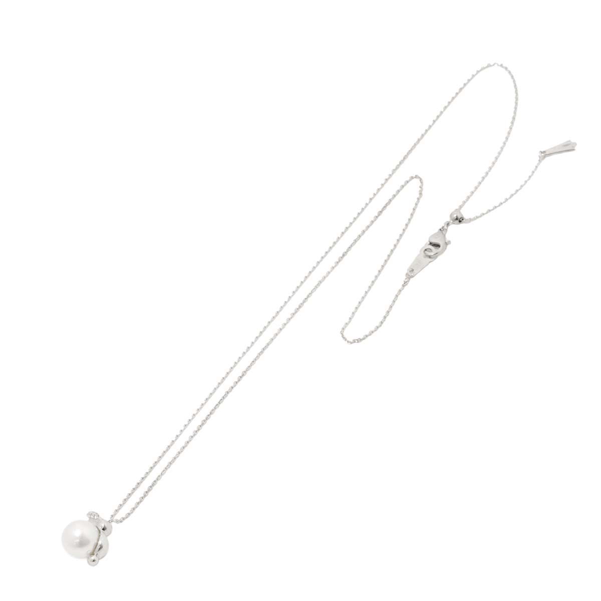 Akoya Pearl 8.0mm Diamond 0.03ct Necklace 18K WG 750