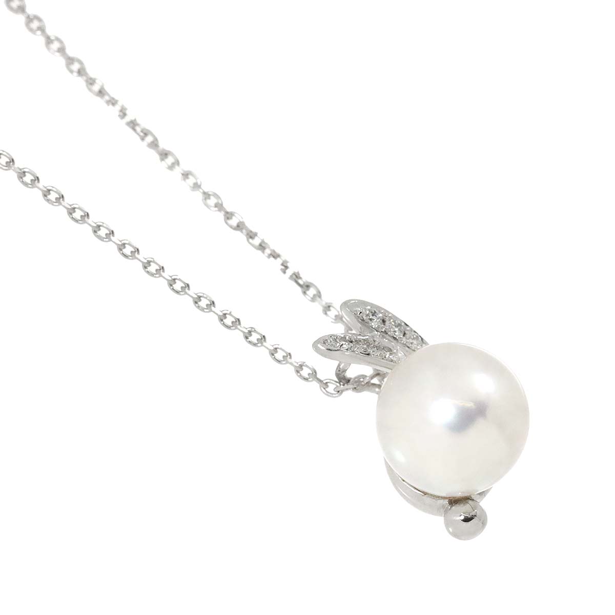 Akoya Pearl 8.0mm Diamond 0.03ct Necklace 18K WG 750