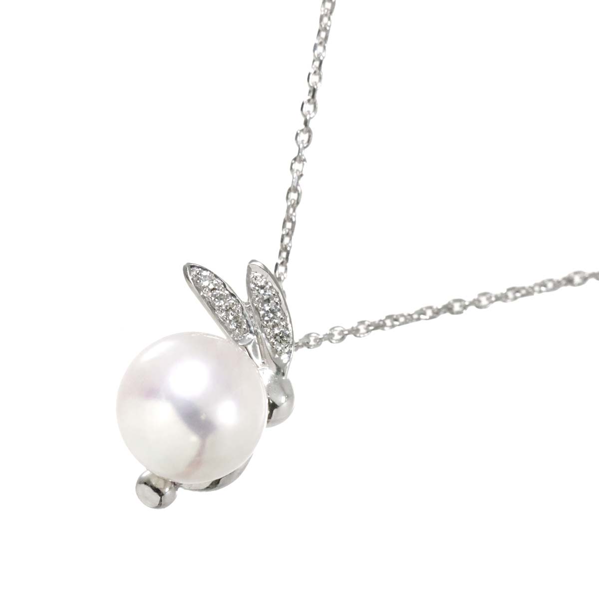 Akoya Pearl 8.0mm Diamond 0.03ct Necklace 18K WG 750