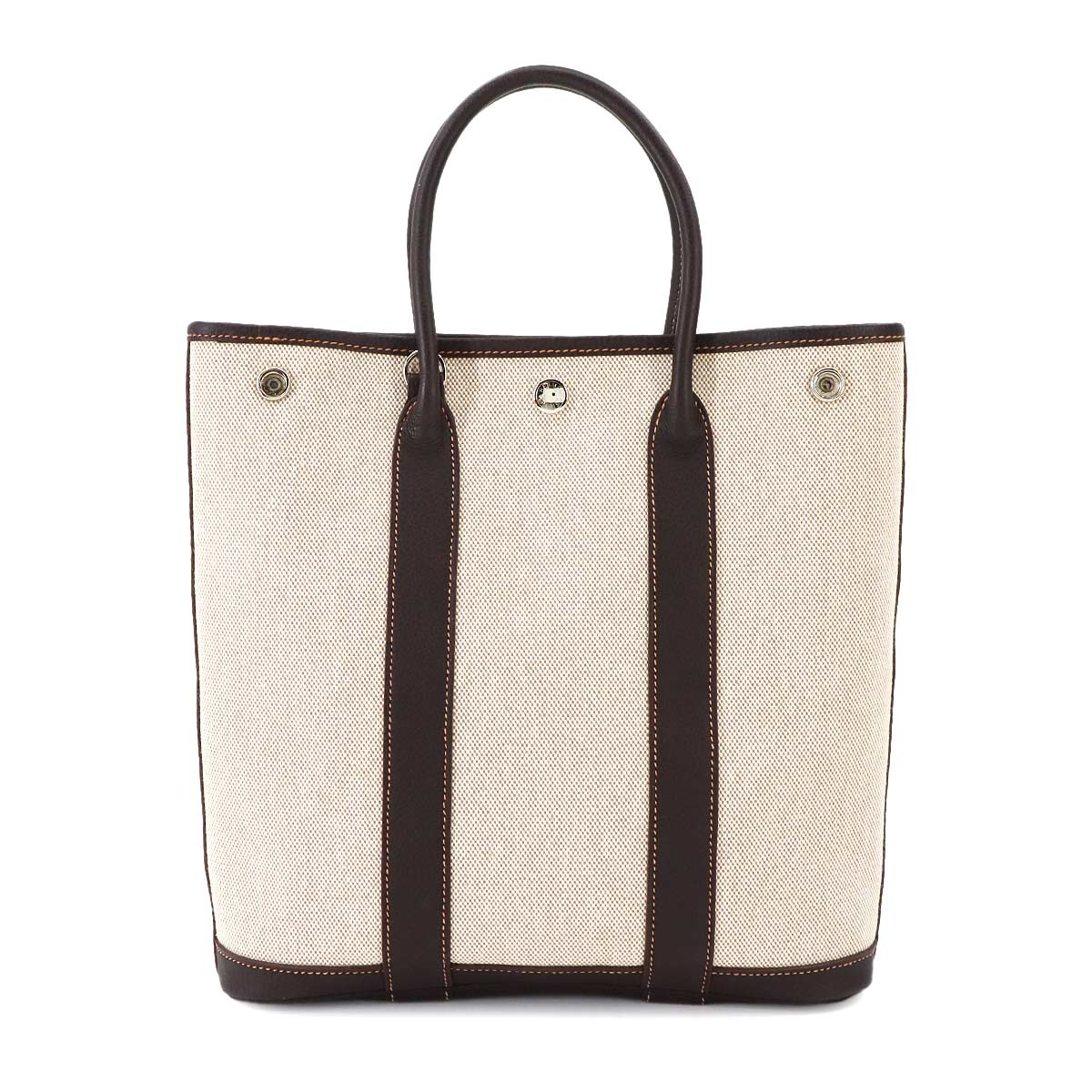 Garden File PM Tote Shoulder Bag Toile H Leather Marron 90265988