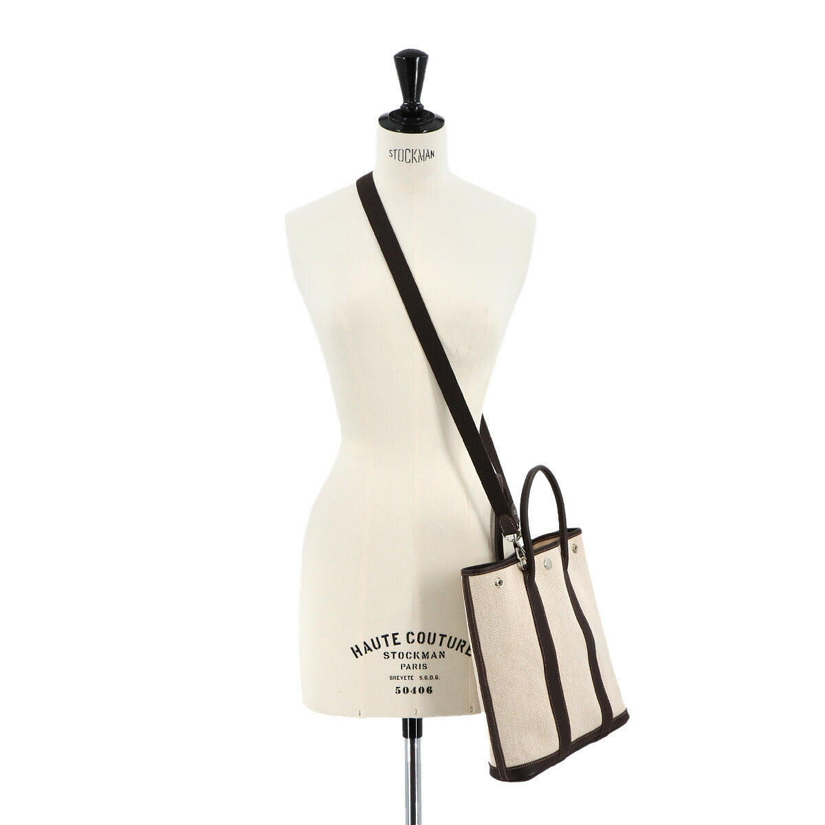 Garden File PM Tote Shoulder Bag Toile H Leather Marron 90265988