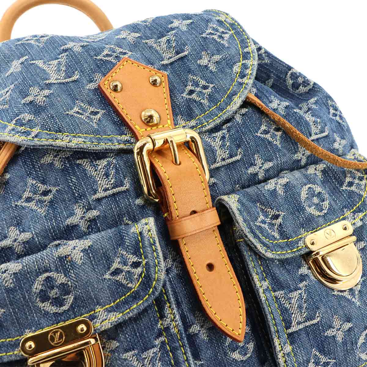 Monogram Denim Sac A Dos GM Backpack Blue M95056 Purse 90265991