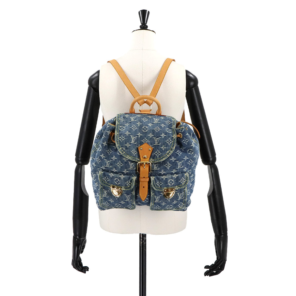 Monogram Denim Sac A Dos GM Backpack Blue M95056 Purse 90265991