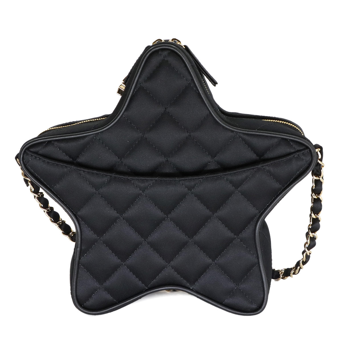 Matelasse Star Chain Shoulder Bag Satin Black AS4579 Purse