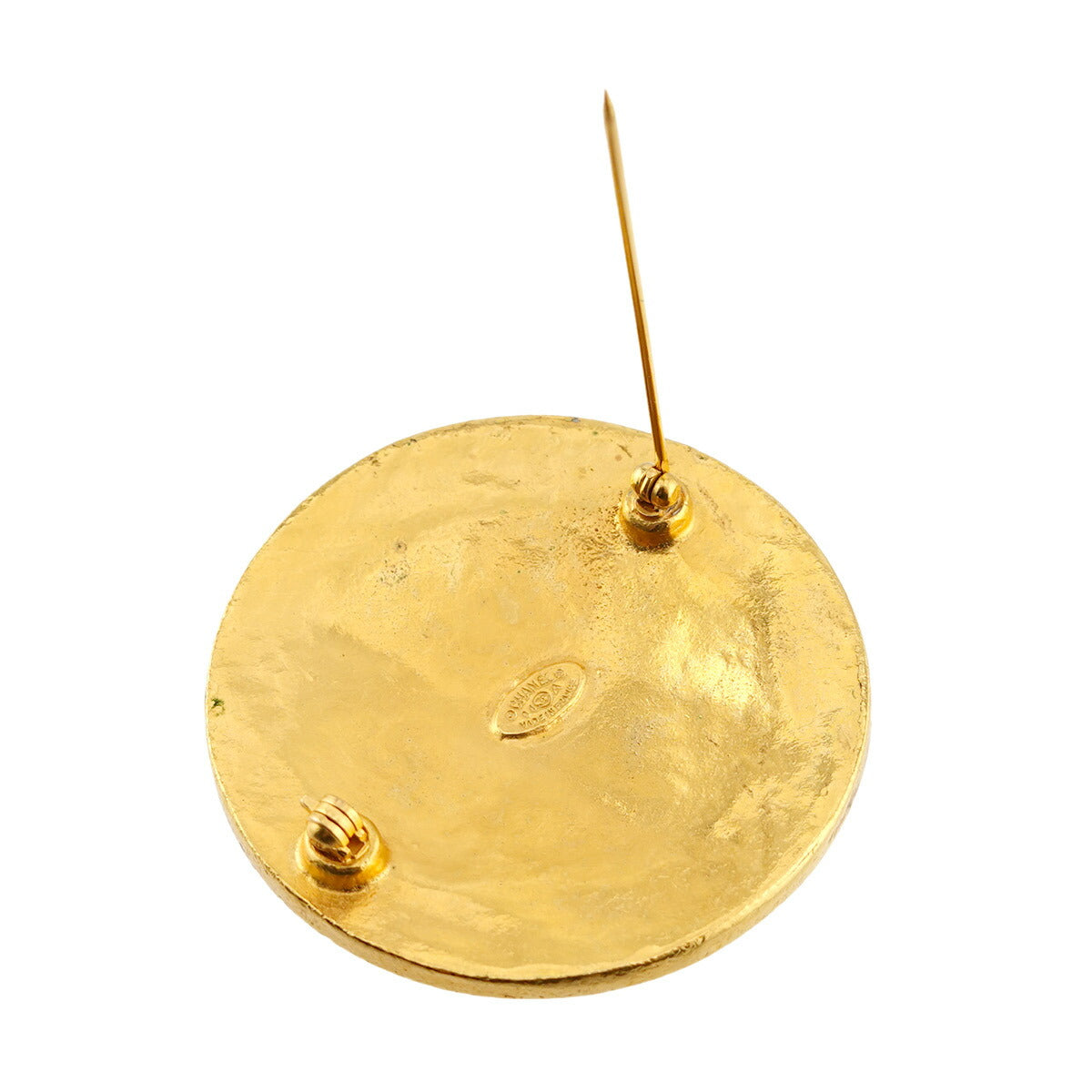 Coco Logos Round type Brooch Gold 94A Vintage Accessory