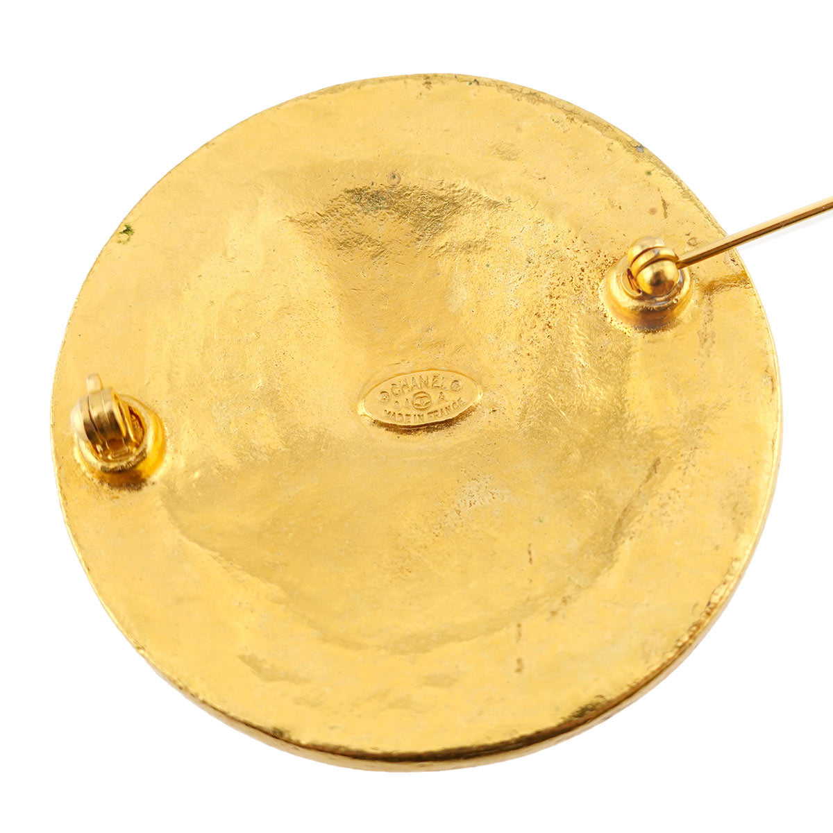 Coco Logos Round type Brooch Gold 94A Vintage Accessory