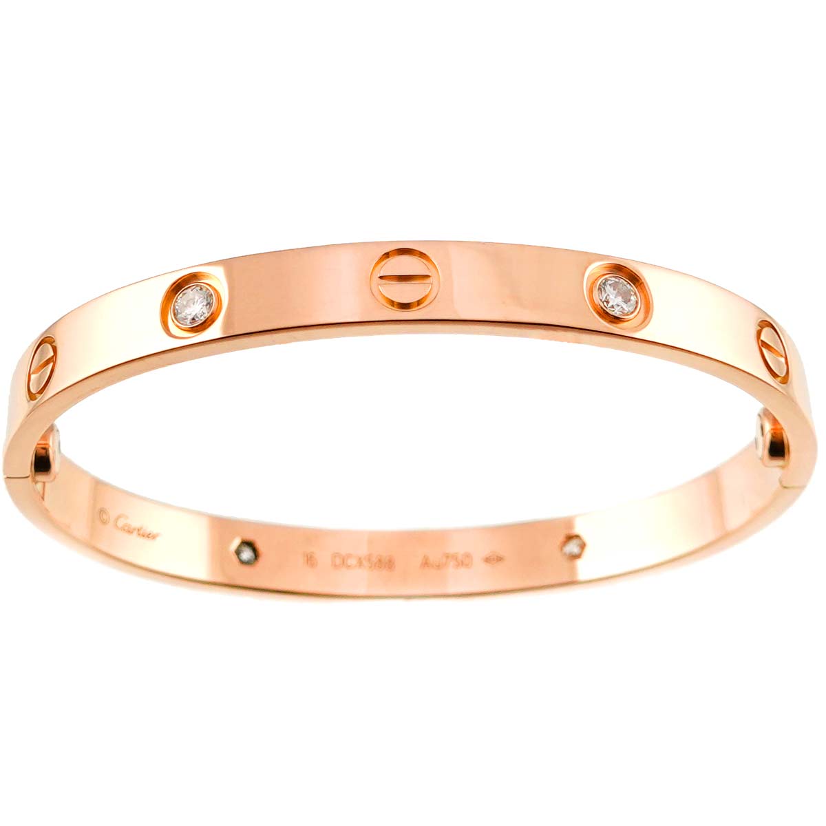 Love Bracelet Bangle Diamond 4P 18K Pink Gold 750 Size16