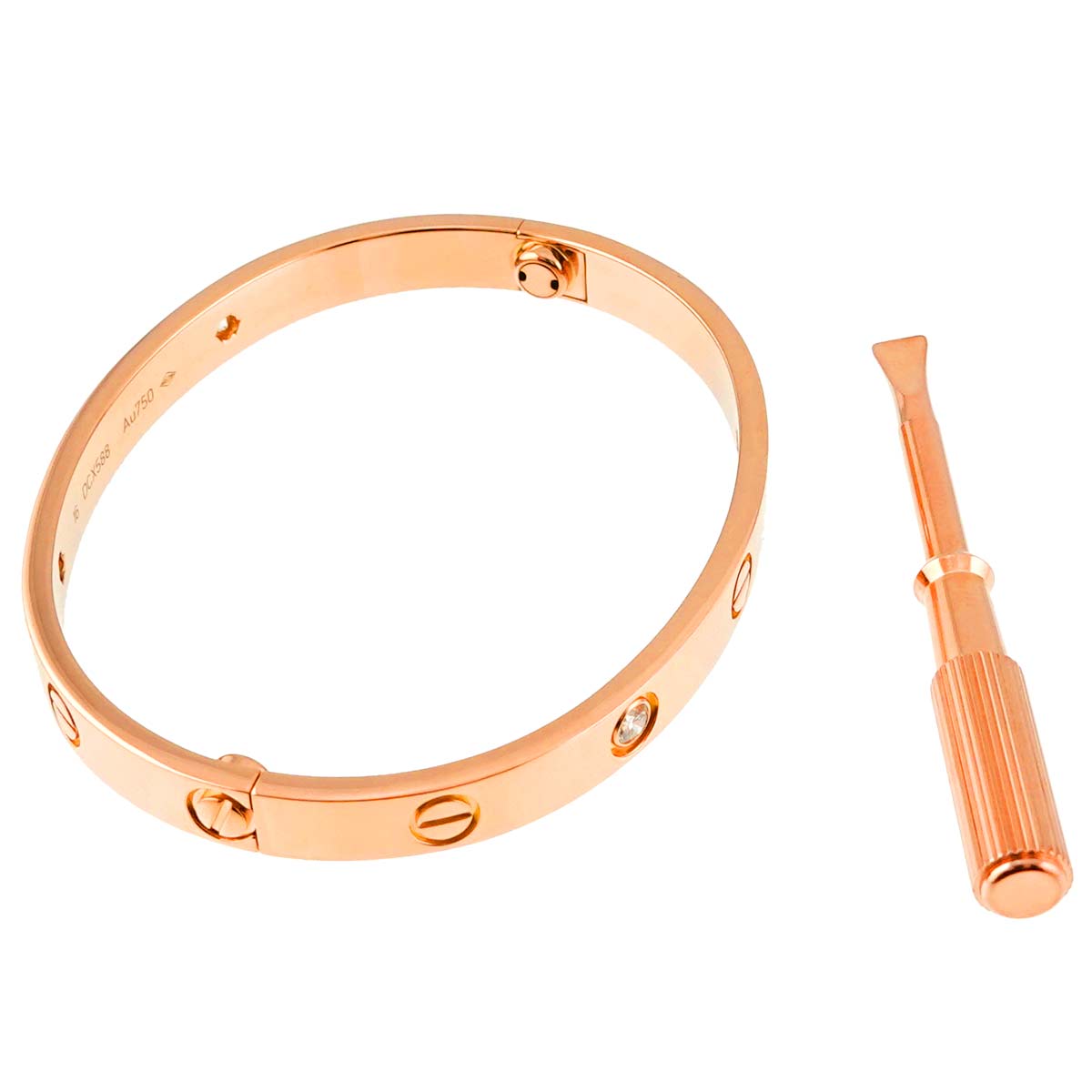 Love Bracelet Bangle Diamond 4P 18K Pink Gold 750 Size16