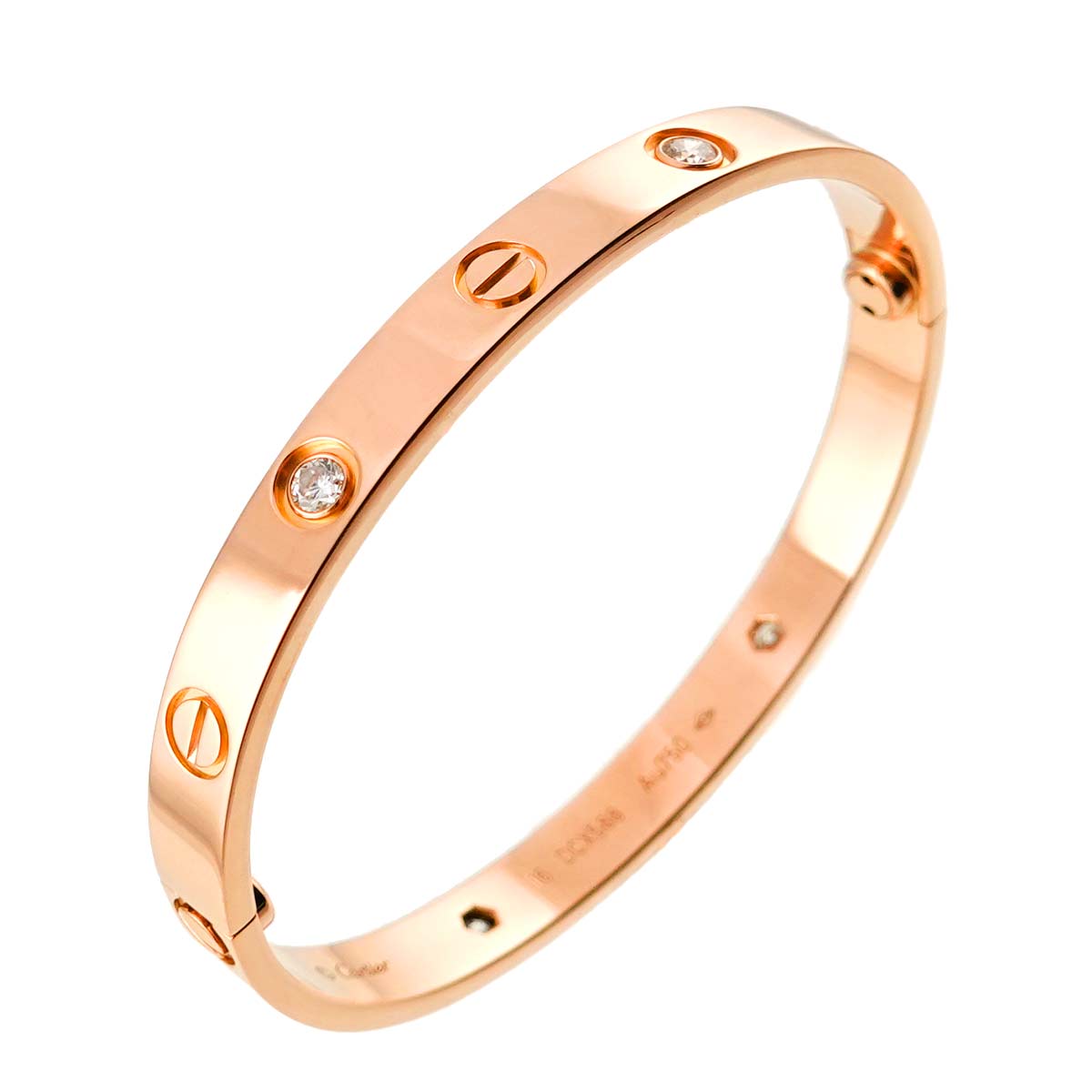 Love Bracelet Bangle Diamond 4P 18K Pink Gold 750 Size16