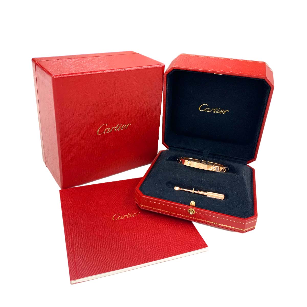 Love Bracelet Bangle Diamond 4P 18K Pink Gold 750 Size16