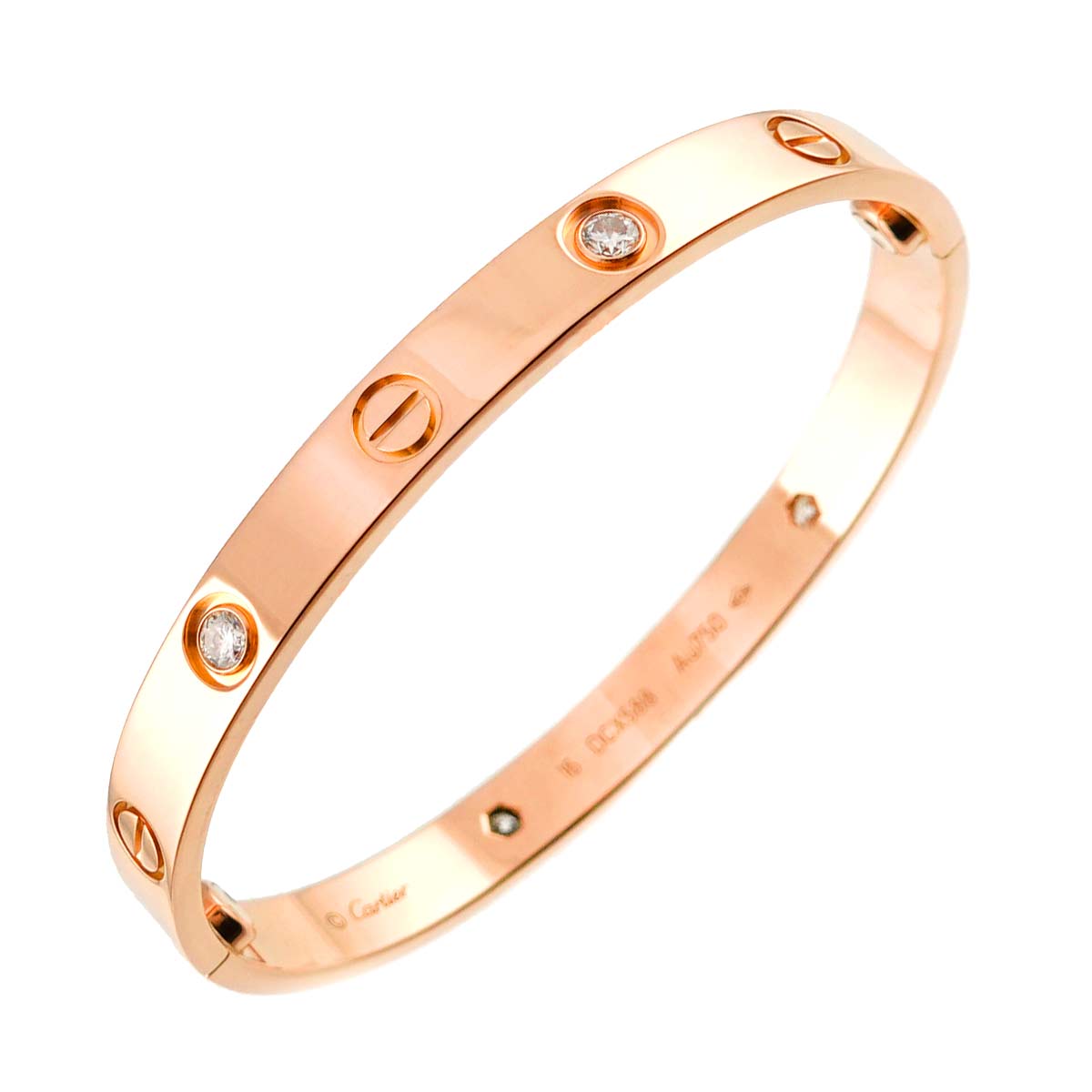 Love Bracelet Bangle Diamond 4P 18K Pink Gold 750 Size16