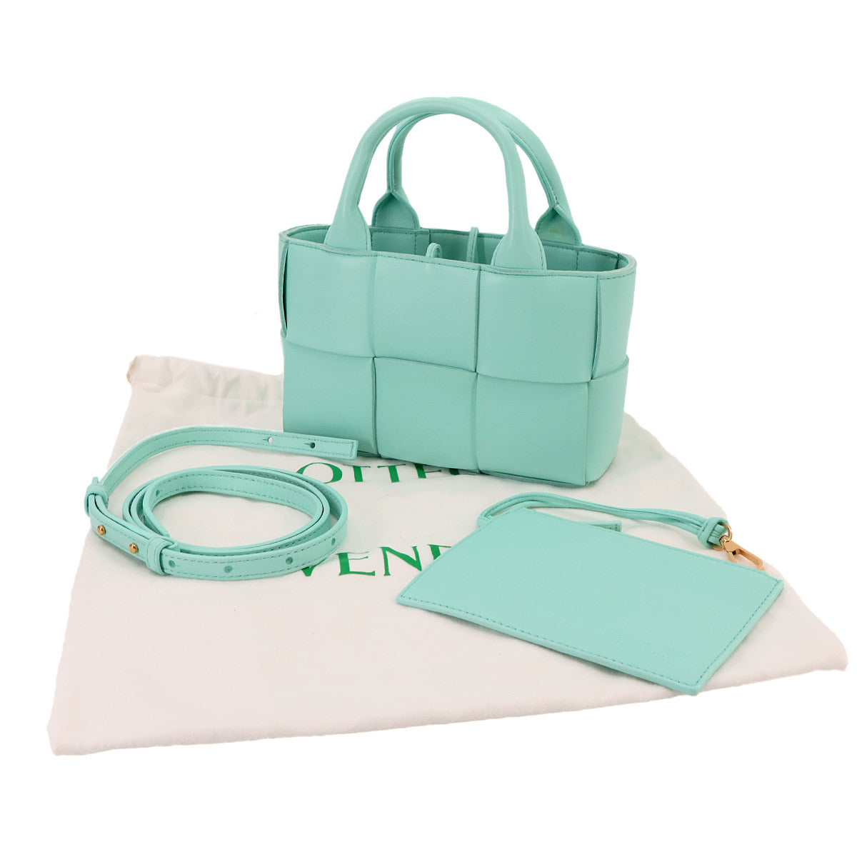 BOTTEGA VENETA Intrecciato Candy Arco Tote Shoulder Bag Leather Blue