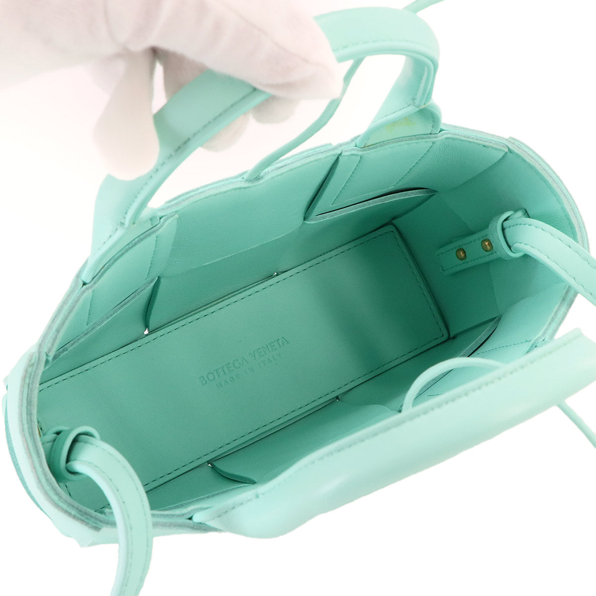 BOTTEGA VENETA Intrecciato Candy Arco Tote Shoulder Bag Leather Blue