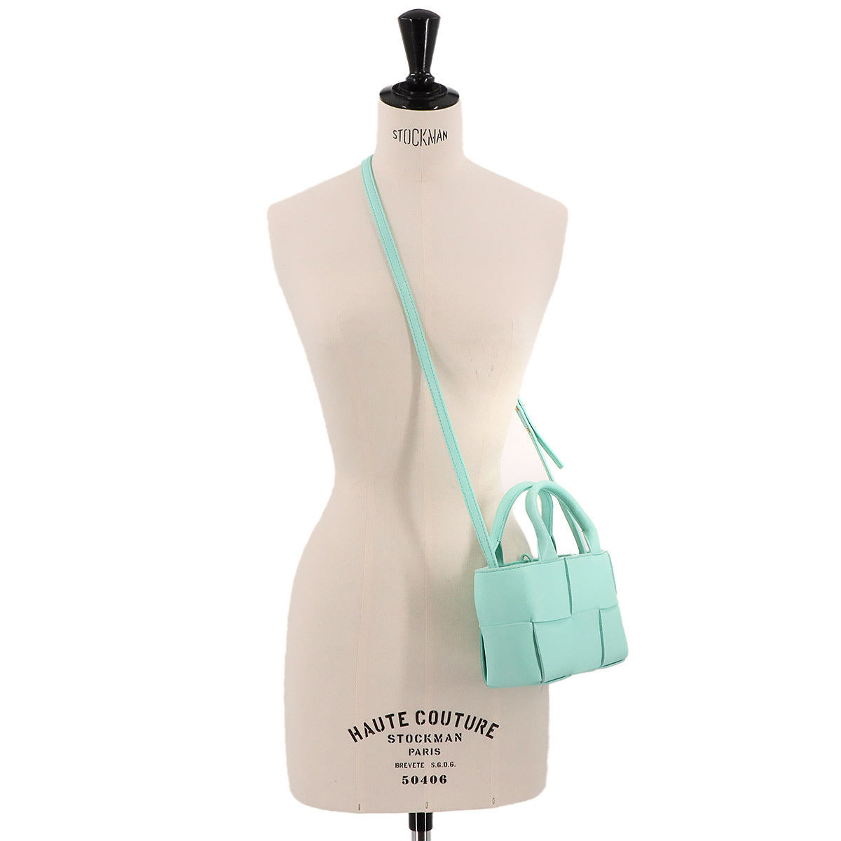 BOTTEGA VENETA Intrecciato Candy Arco Tote Shoulder Bag Leather Blue