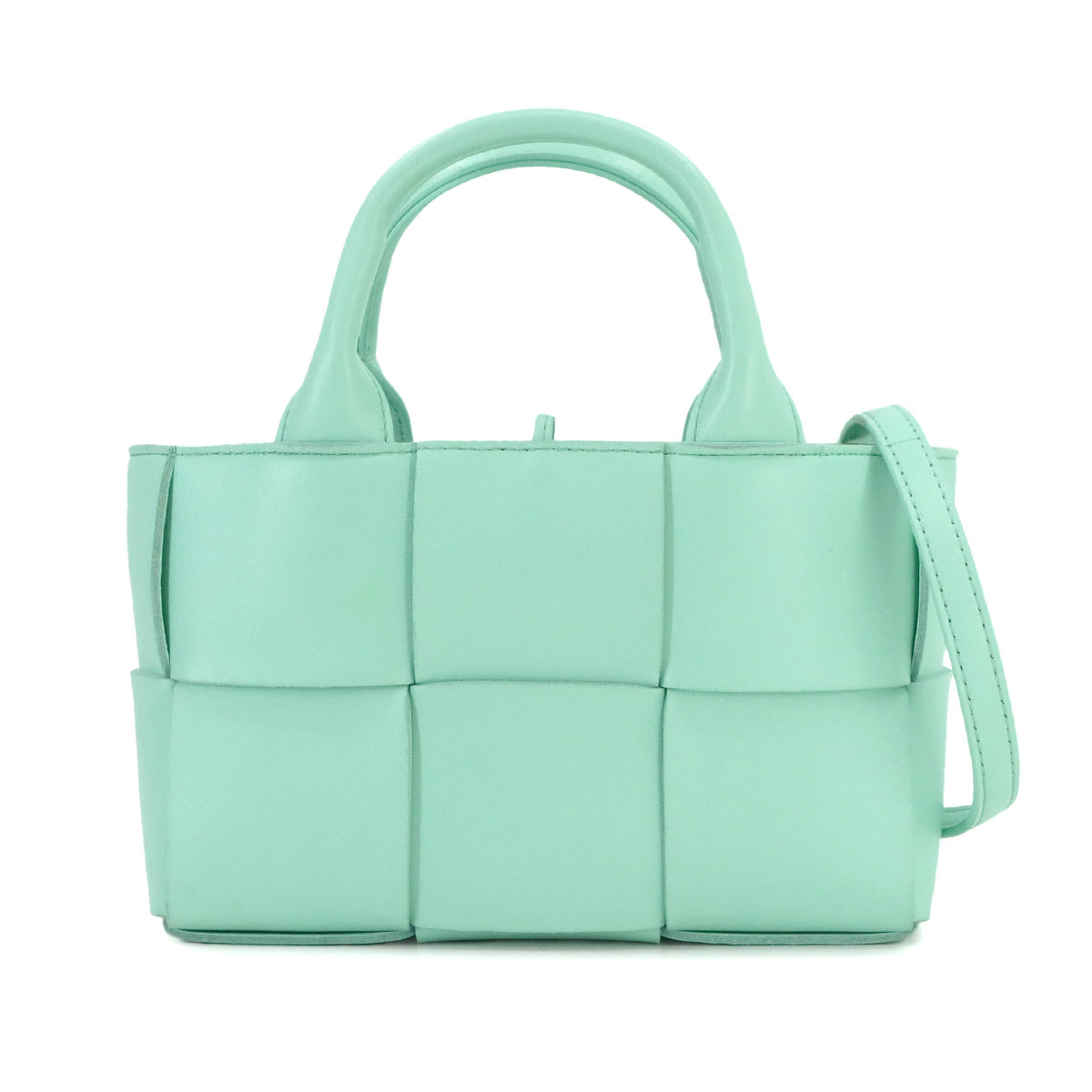 BOTTEGA VENETA Intrecciato Candy Arco Tote Shoulder Bag Leather Blue