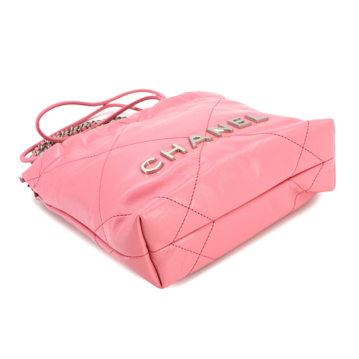 CHANEL 22 Mini Chain Hand Shoulder Bag Leather Pink AS3980 Purse