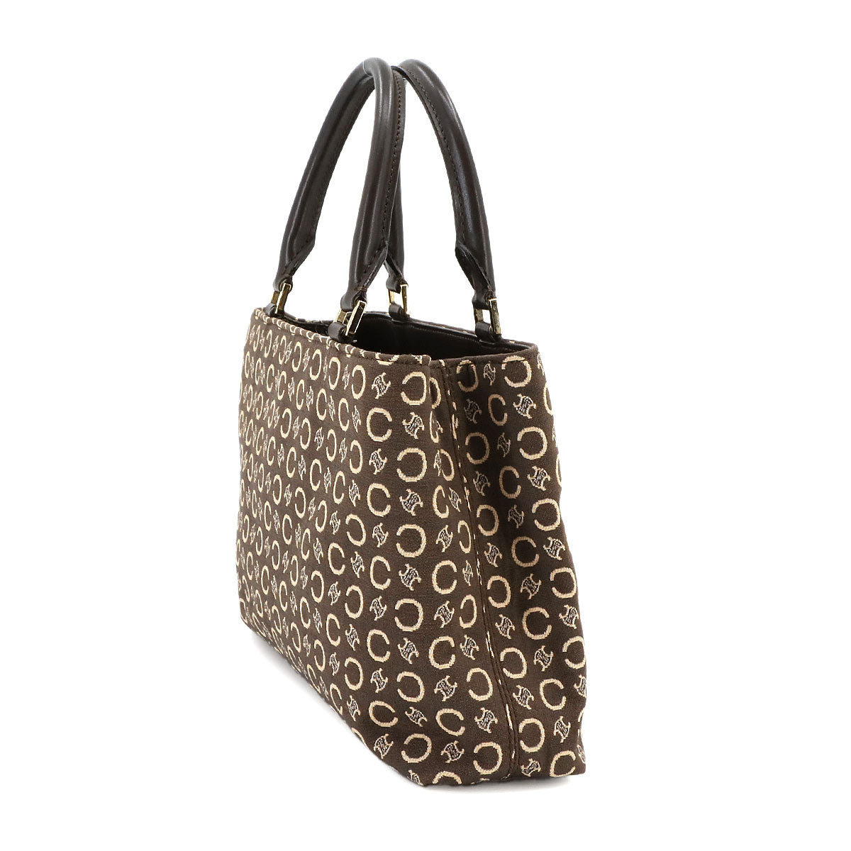 Macadam C Logos Hand Bag Canvas Leather Brown Vintage