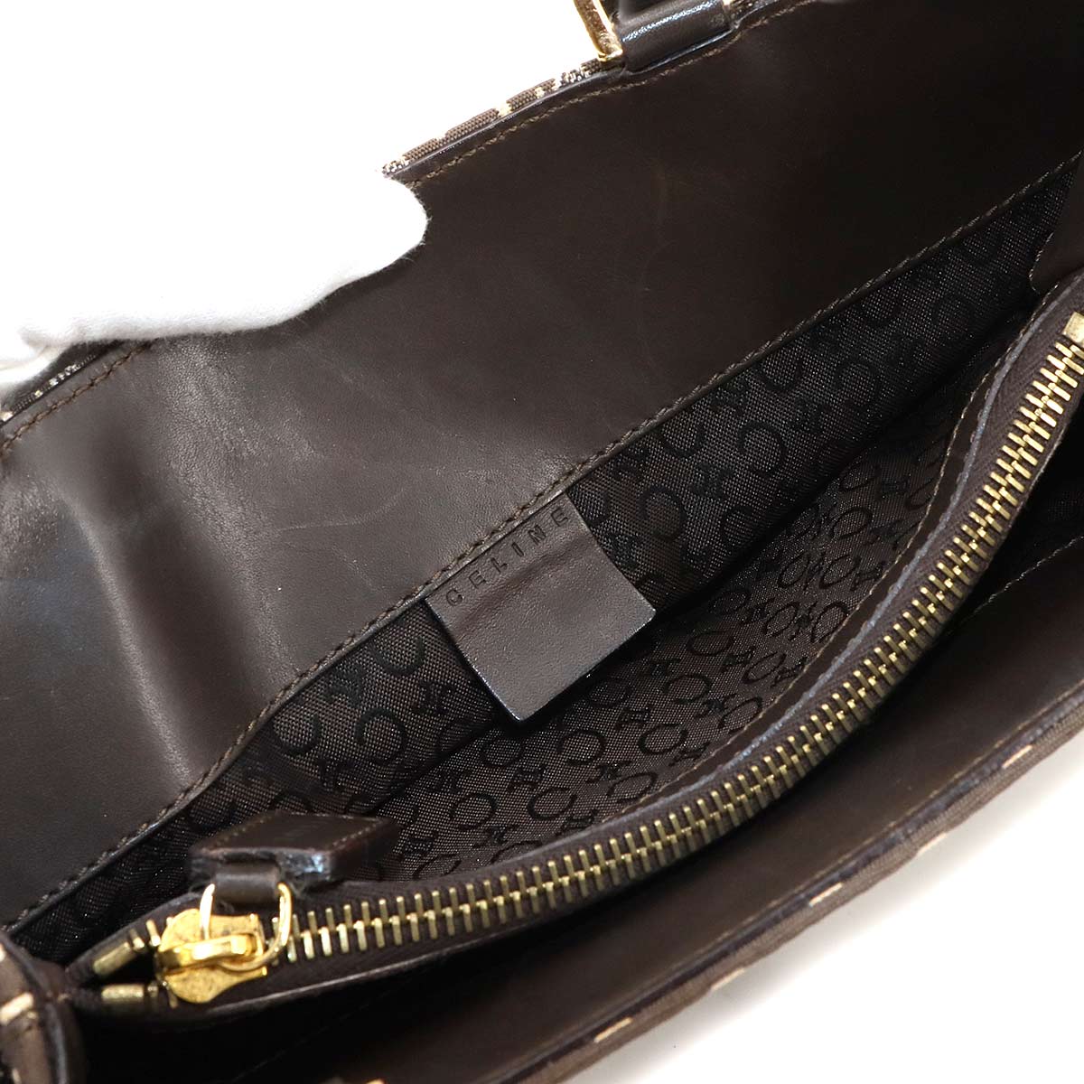 Macadam C Logos Hand Bag Canvas Leather Brown Vintage