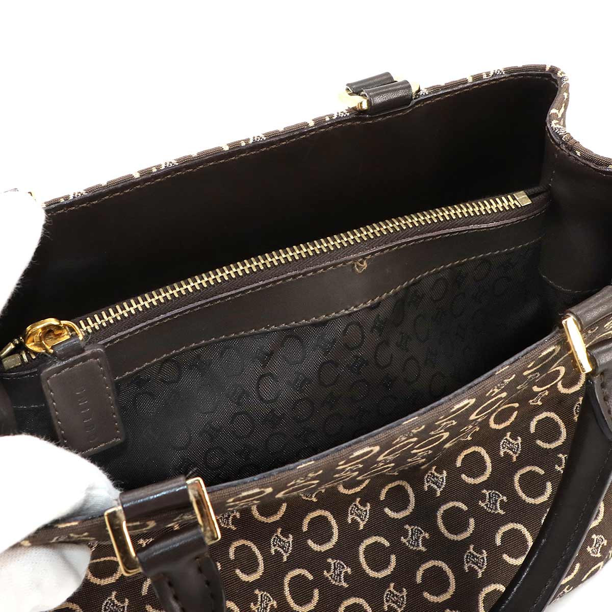 Macadam C Logos Hand Bag Canvas Leather Brown Vintage