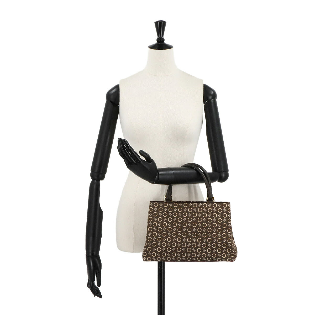 Macadam C Logos Hand Bag Canvas Leather Brown Vintage