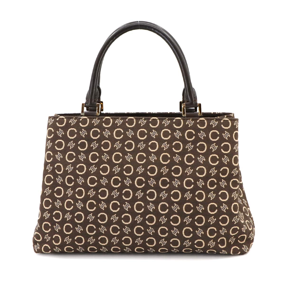 Macadam C Logos Hand Bag Canvas Leather Brown Vintage